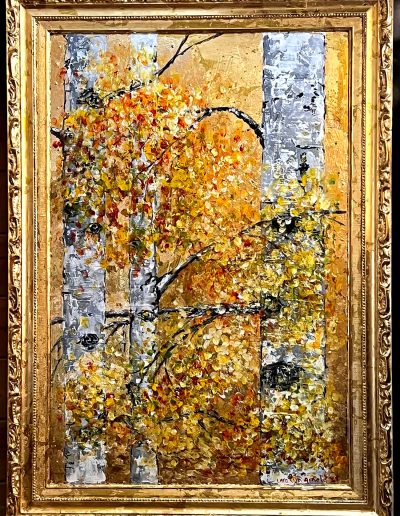 Aspen on gold - 36" x 40" acrylic on gold leaf.