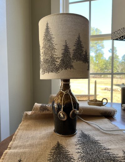 Lamp, base hand, glazed with pen and ink lampshade