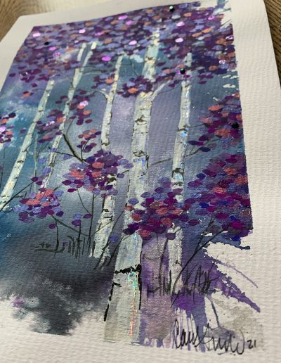 Birch Forest - Mixed media, gouache, pen and ink