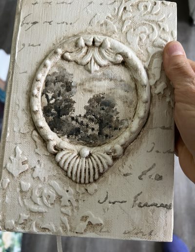 Custom painted journal 1 - raised stencils, custom mold, and chalk paint