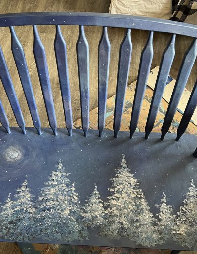 As I Gaze in the Starry Sky 1 - Hand painted bench: chalk, paint and metallic paint