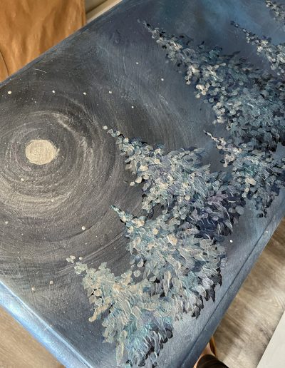 As I Gaze in the Starry Sky 2 - Hand painted sofa table: chalk paint and metallic paint