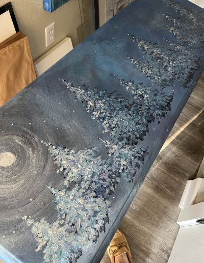 As I Gaze in the Starry Sky 3 - Hand painted sofa table: chalk paint and metallic paint